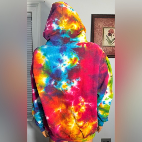 NWT Jon Lauren Womens Tie Dye Drawstring Multicolor Pullover Hoodie Size L - Picture 3 of 12